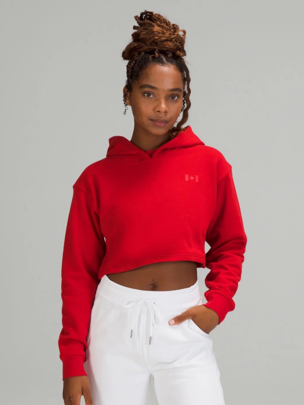 LululemonTeam Canada All Yours Cropped Hoodie COC Logo in crimson - size 8